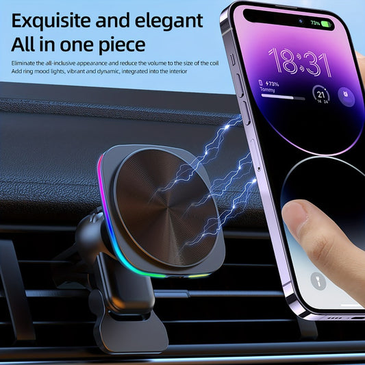 Magnetic 15 W Wireless Car Charger Mount (360 Rotation)