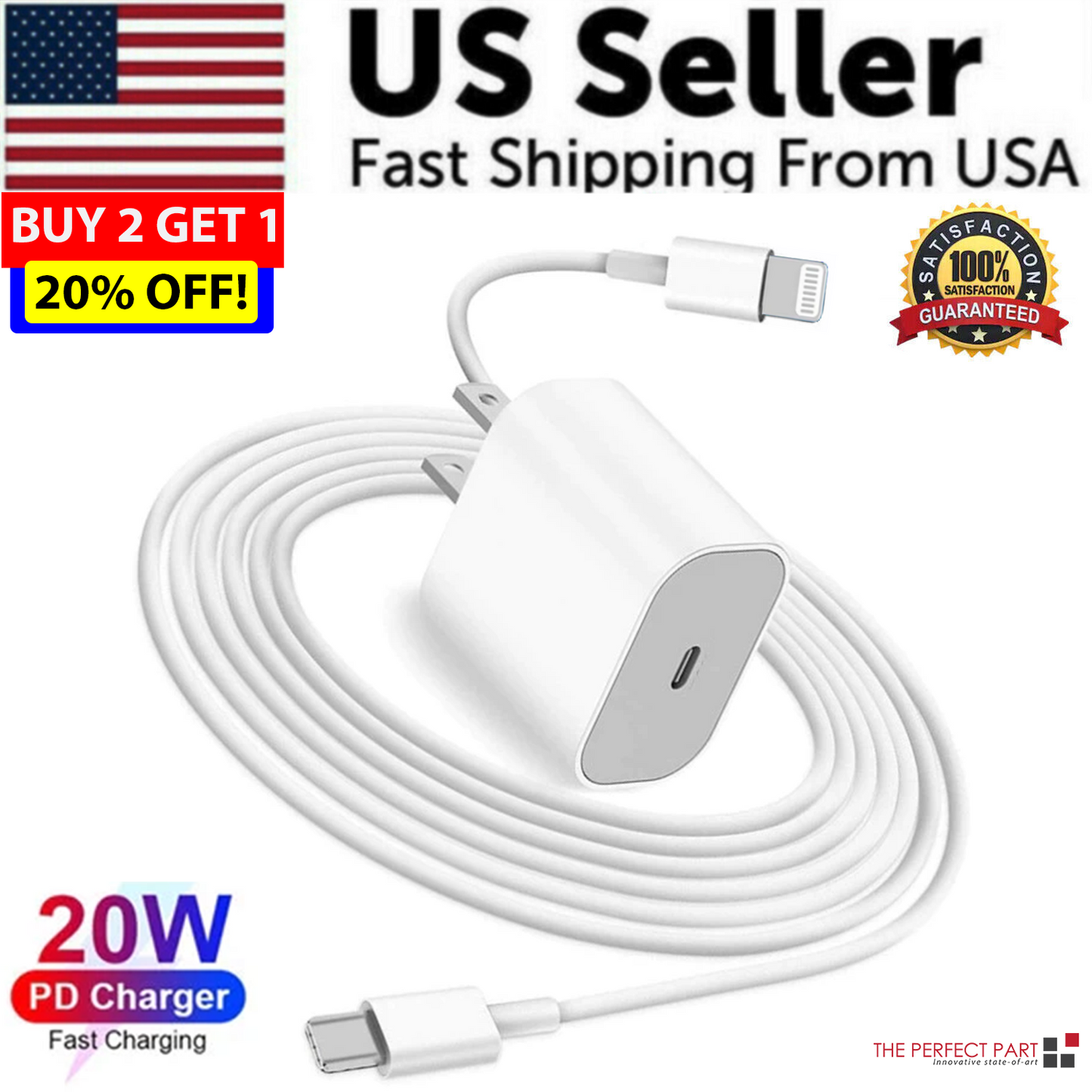 20W Fast Charger + Cable for iPhone (Quick Charge)