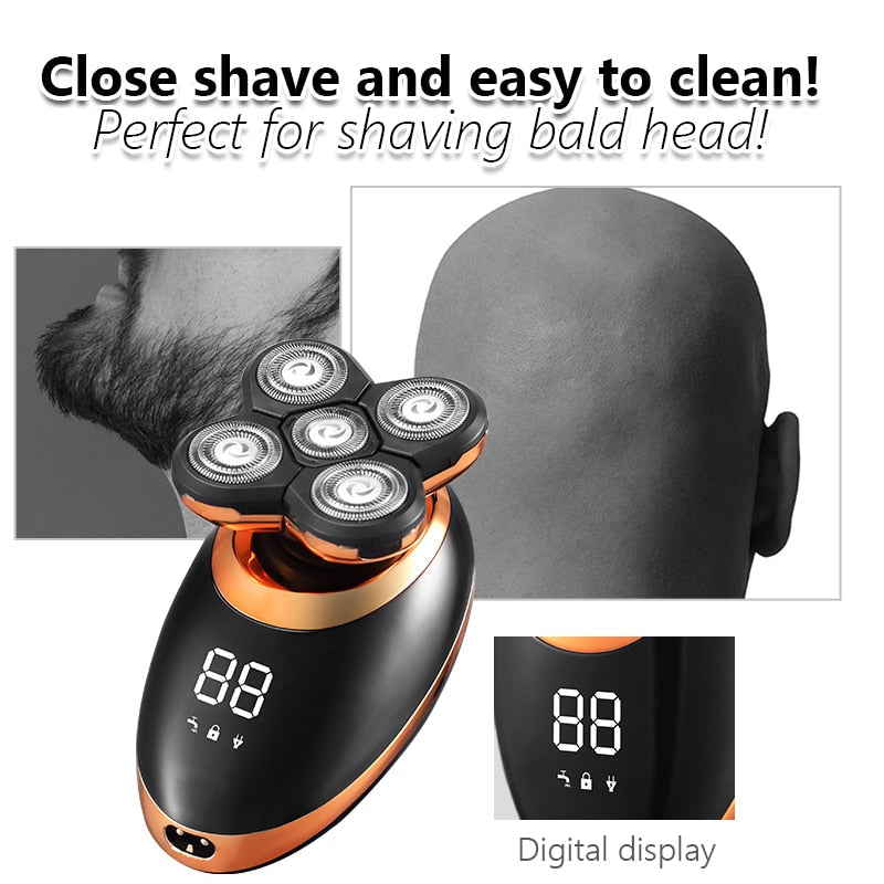5D Rechargeable Electric Shaver for Face & Head Grooming