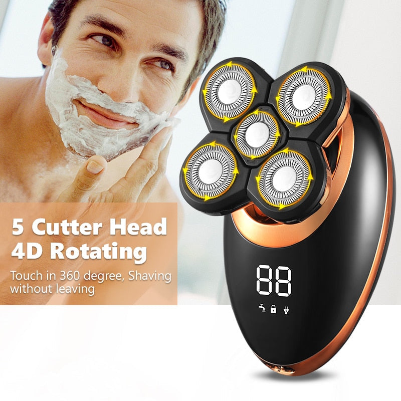 5D Rechargeable Electric Shaver for Face & Head Grooming