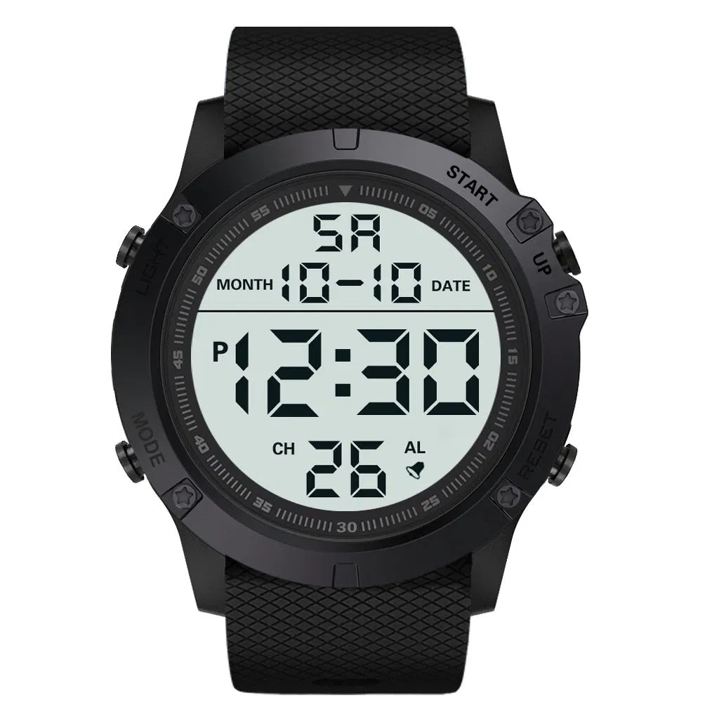 Men's Tactical Digital Sports Watch - Big Display, Rugged Design, Daily Splash Resistant