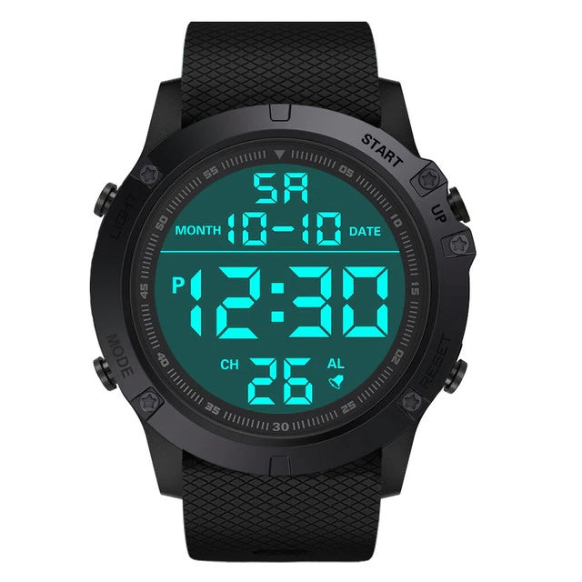 Men's Tactical Digital Sports Watch - Big Display, Rugged Design, Daily Splash Resistant
